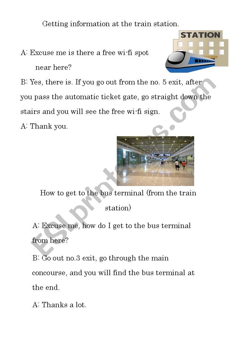 At the train station worksheet