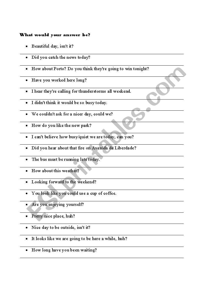 Small talk worksheet