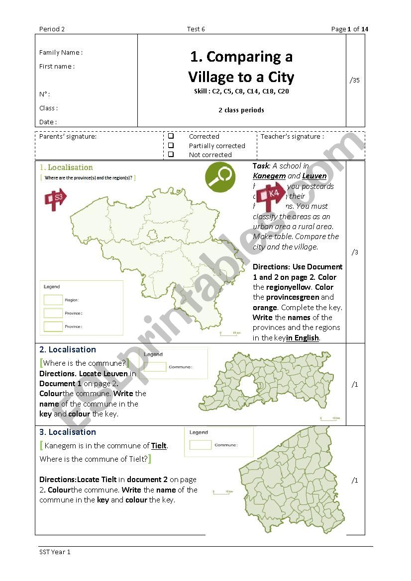 SST1 T06. T1 Urban and Rural worksheet