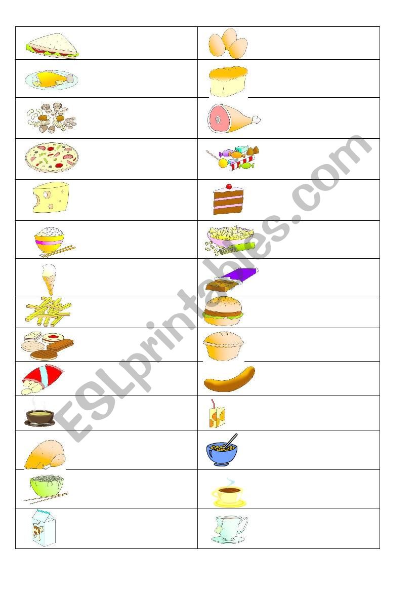 Food vocabulary Test worksheet