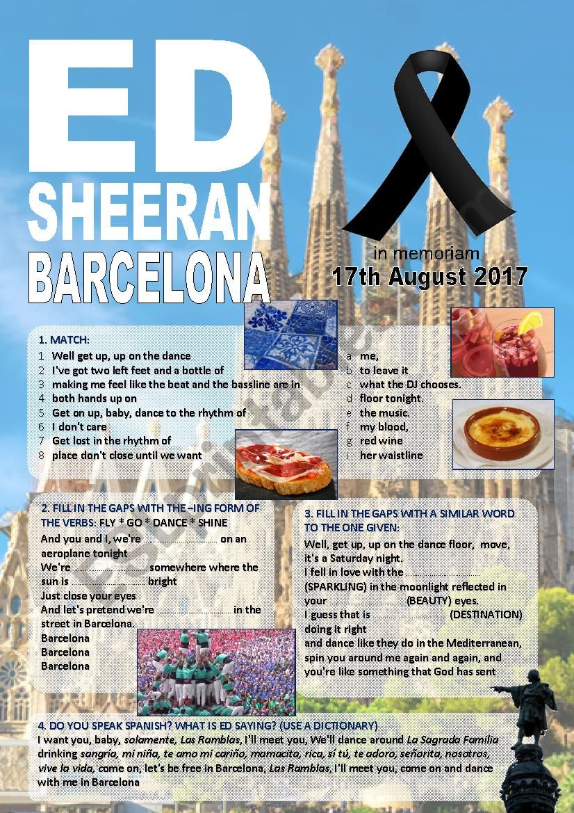 Ed Sheeran - Barcelona worksheet