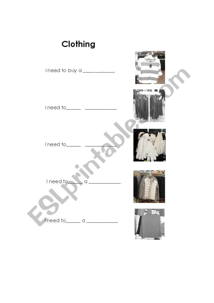 Clothing worksheet