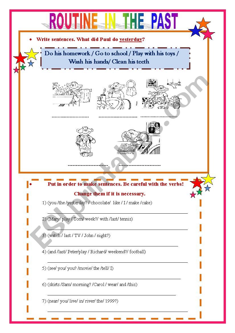 ROUTINE in the PAST worksheet ROUTINE in the PAST worksheet