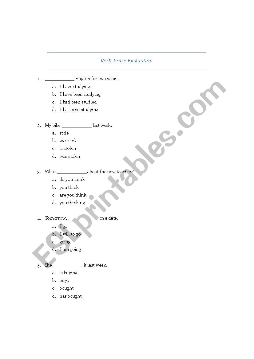 Multiple Verb Tenses Evaluation