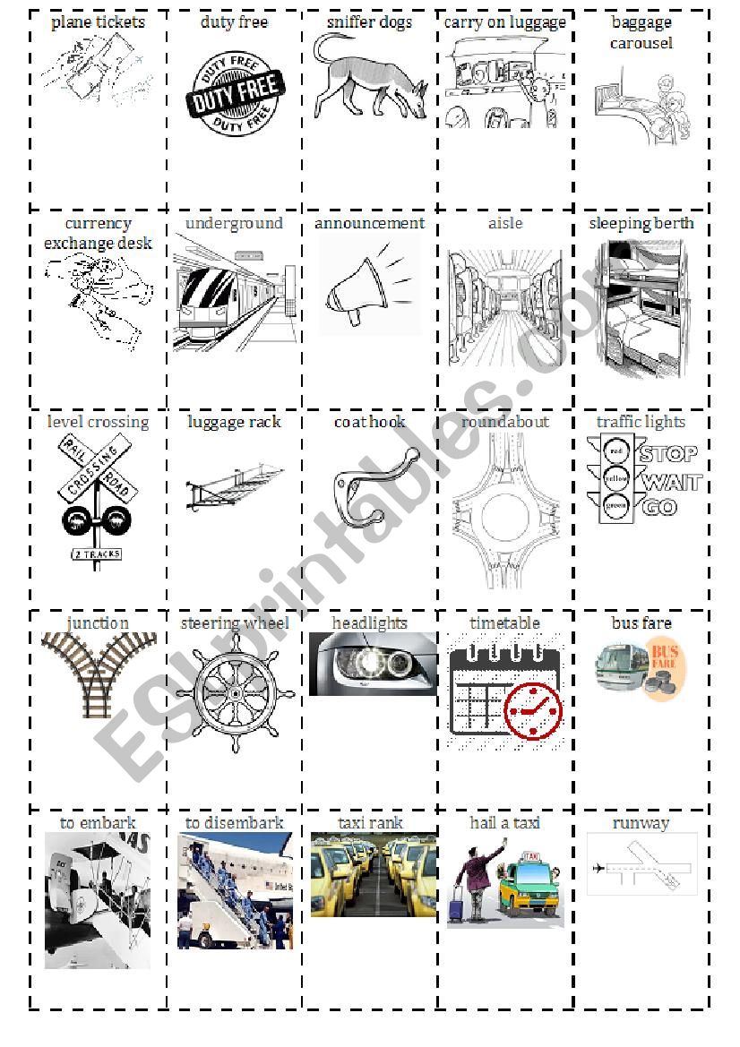 Travelling taboo worksheet