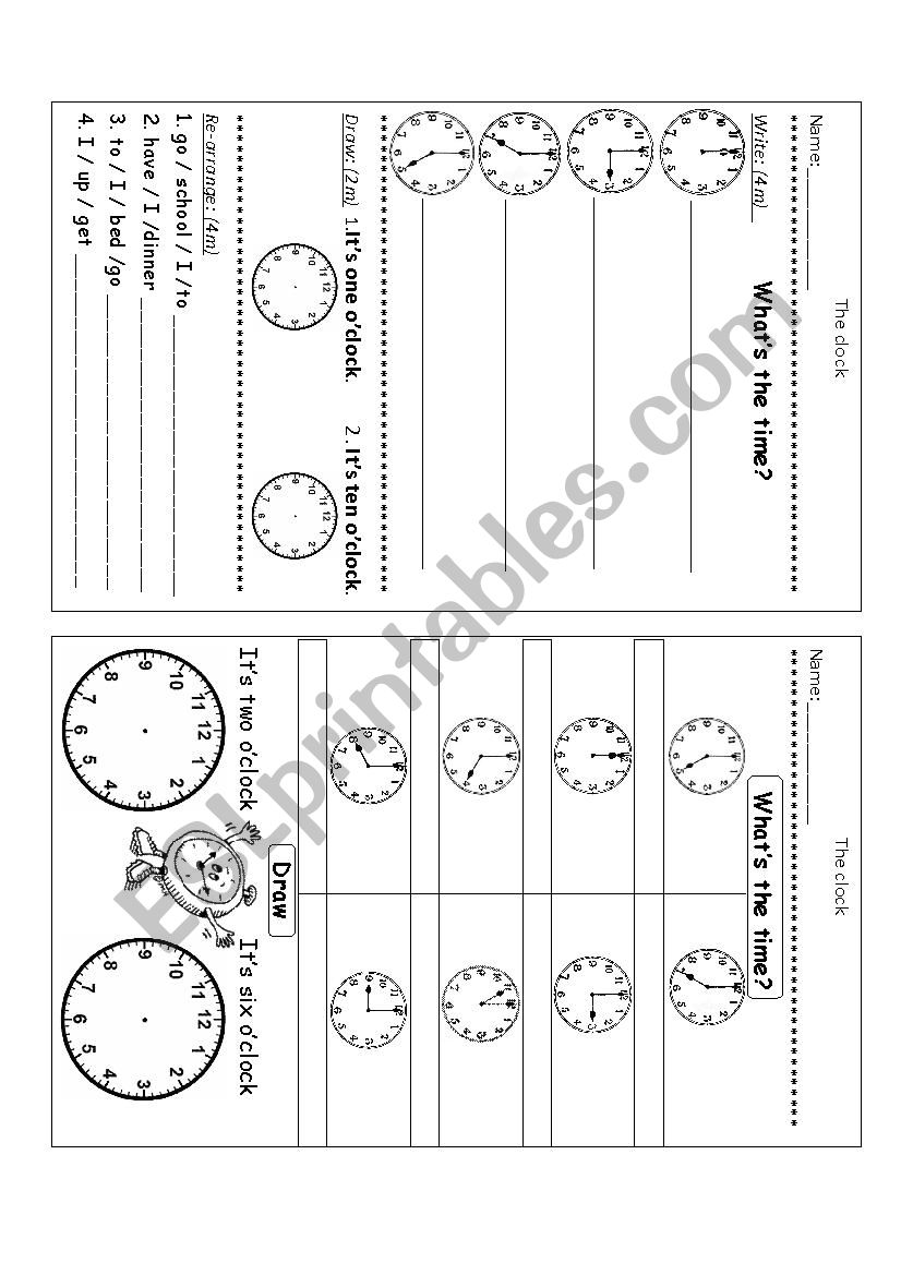 the clock worksheet