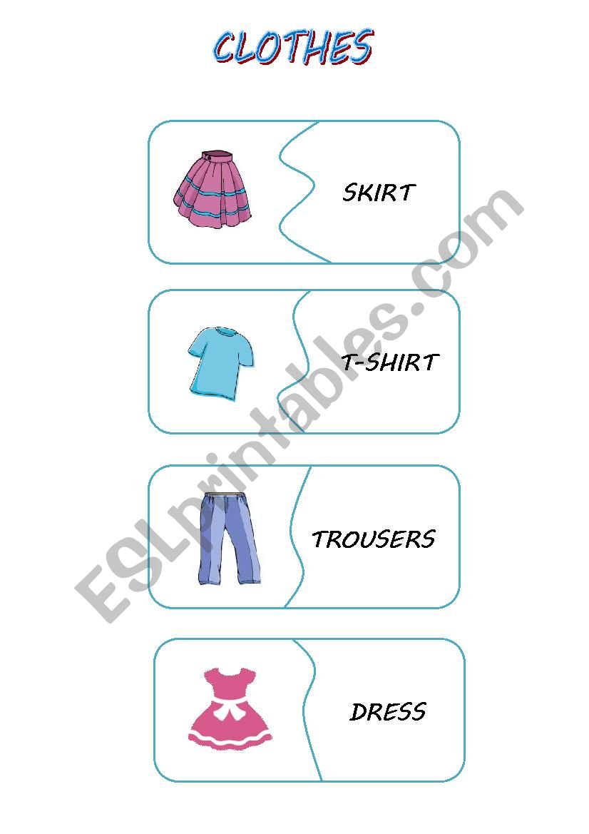 Clothes - jigsaw puzzle worksheet