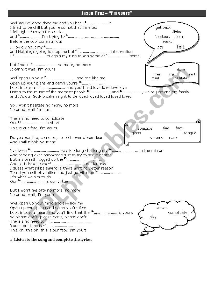 Im yours worksheet