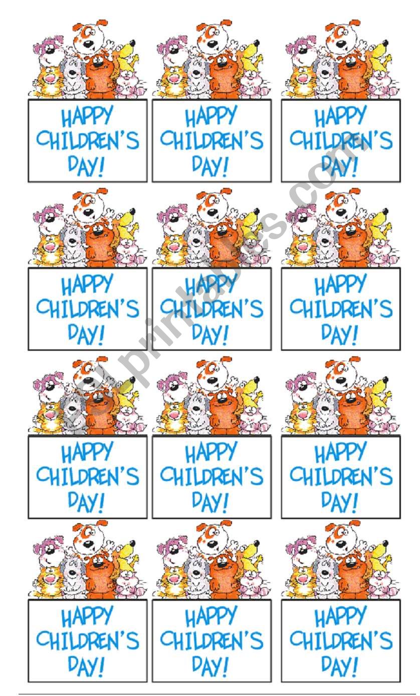 Children´s Day Mini Card - ESL worksheet by Cyn.