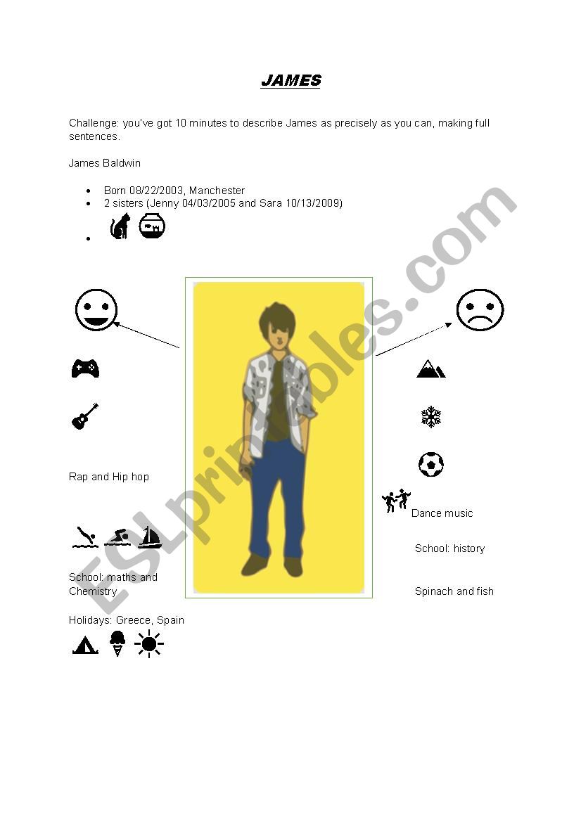 Descibe James worksheet