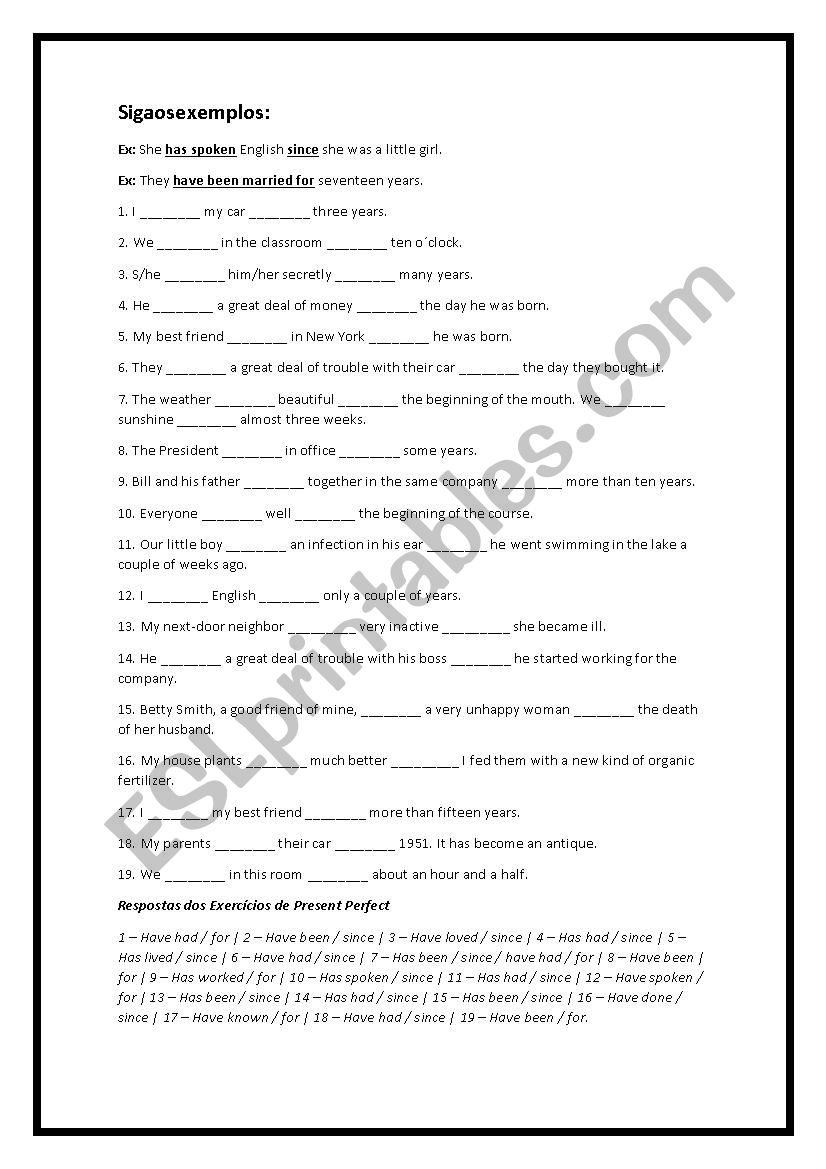 PRESENT PERFECT worksheet