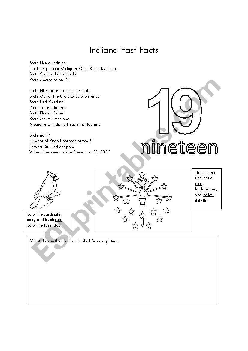 Indiana Fast Facts worksheet