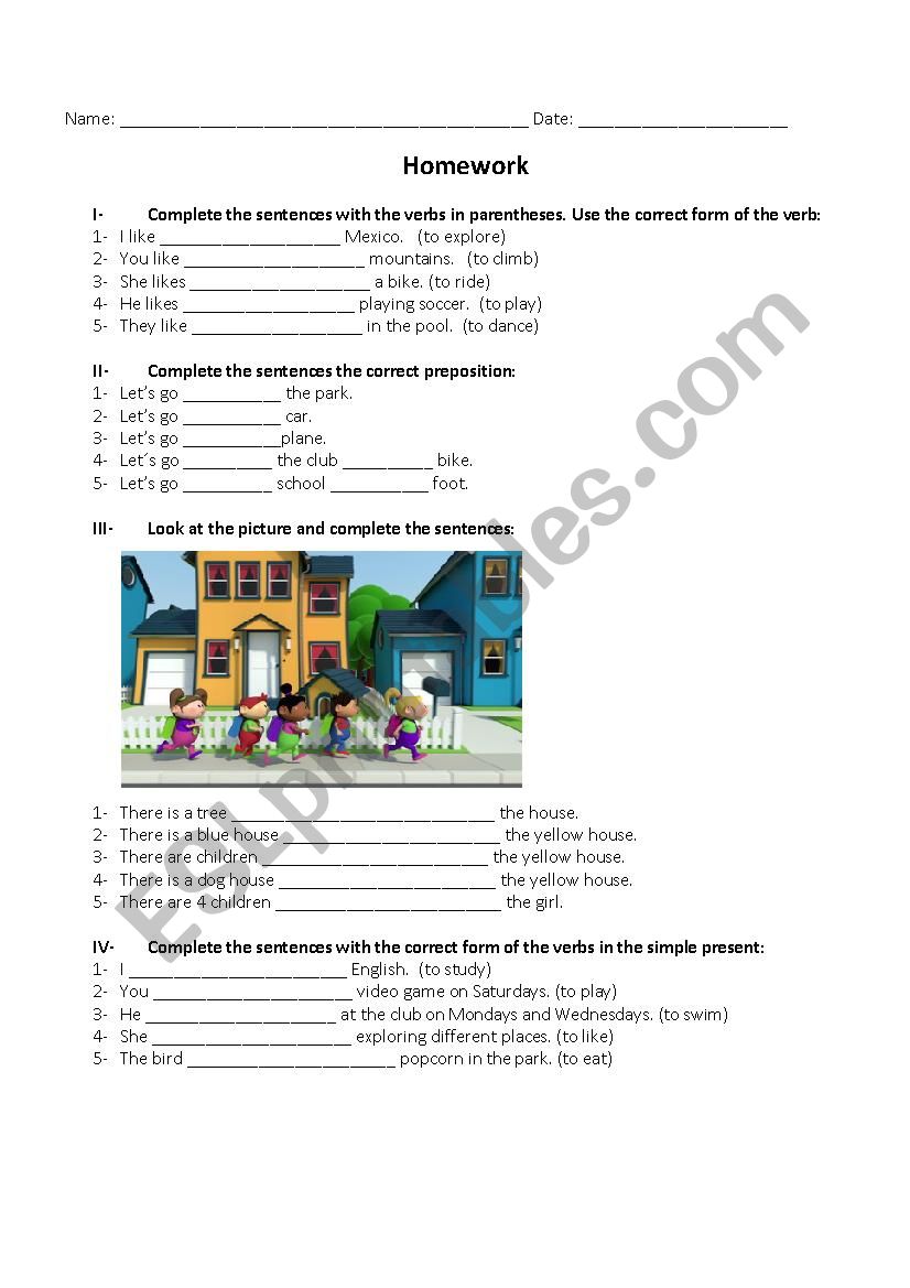 Prepositions worksheet