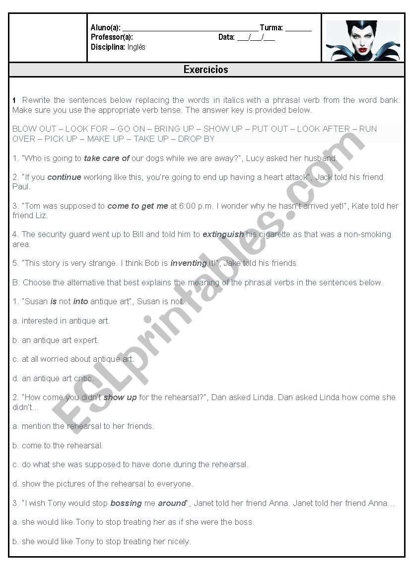 phrasal verbs worksheet