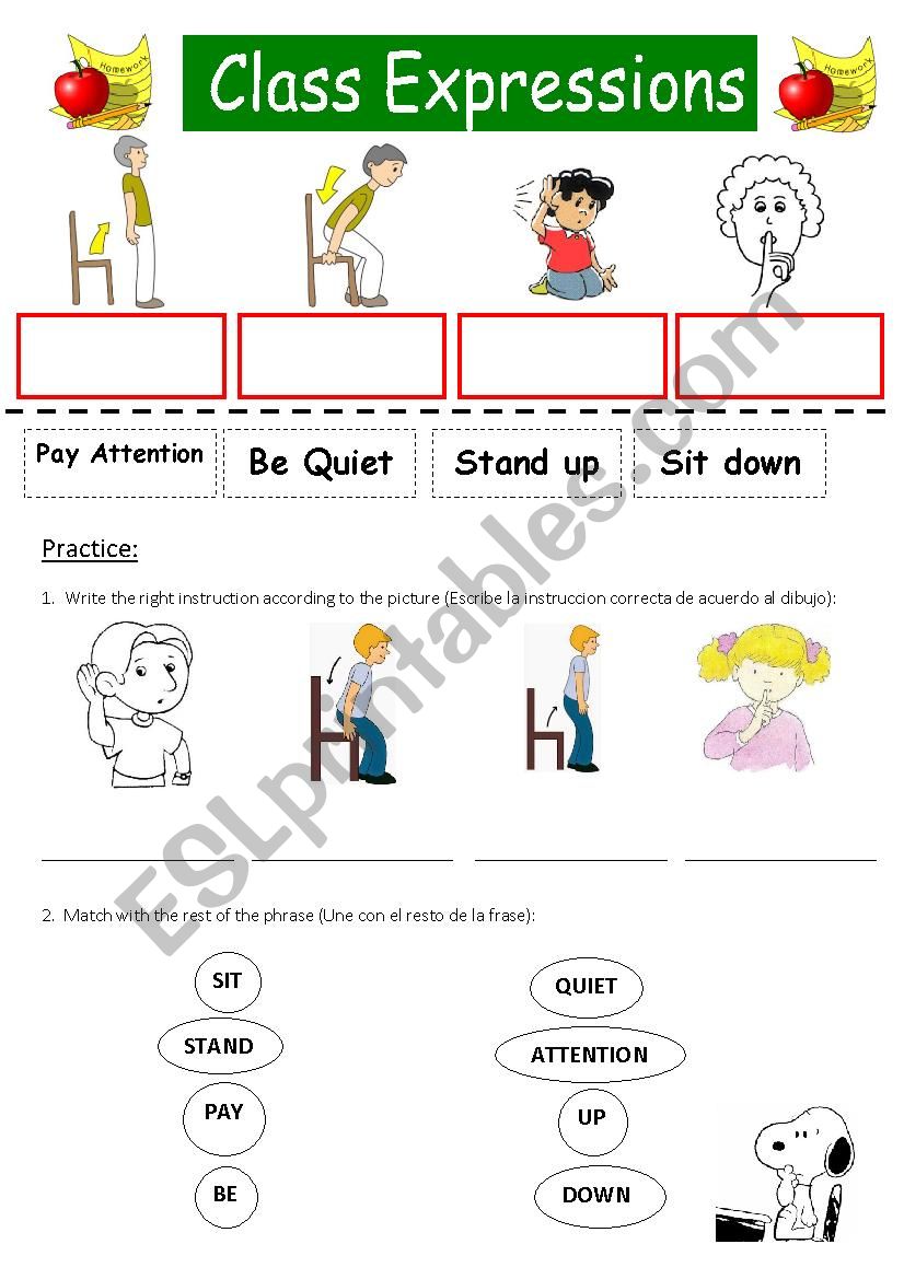 Classroom Commands worksheet