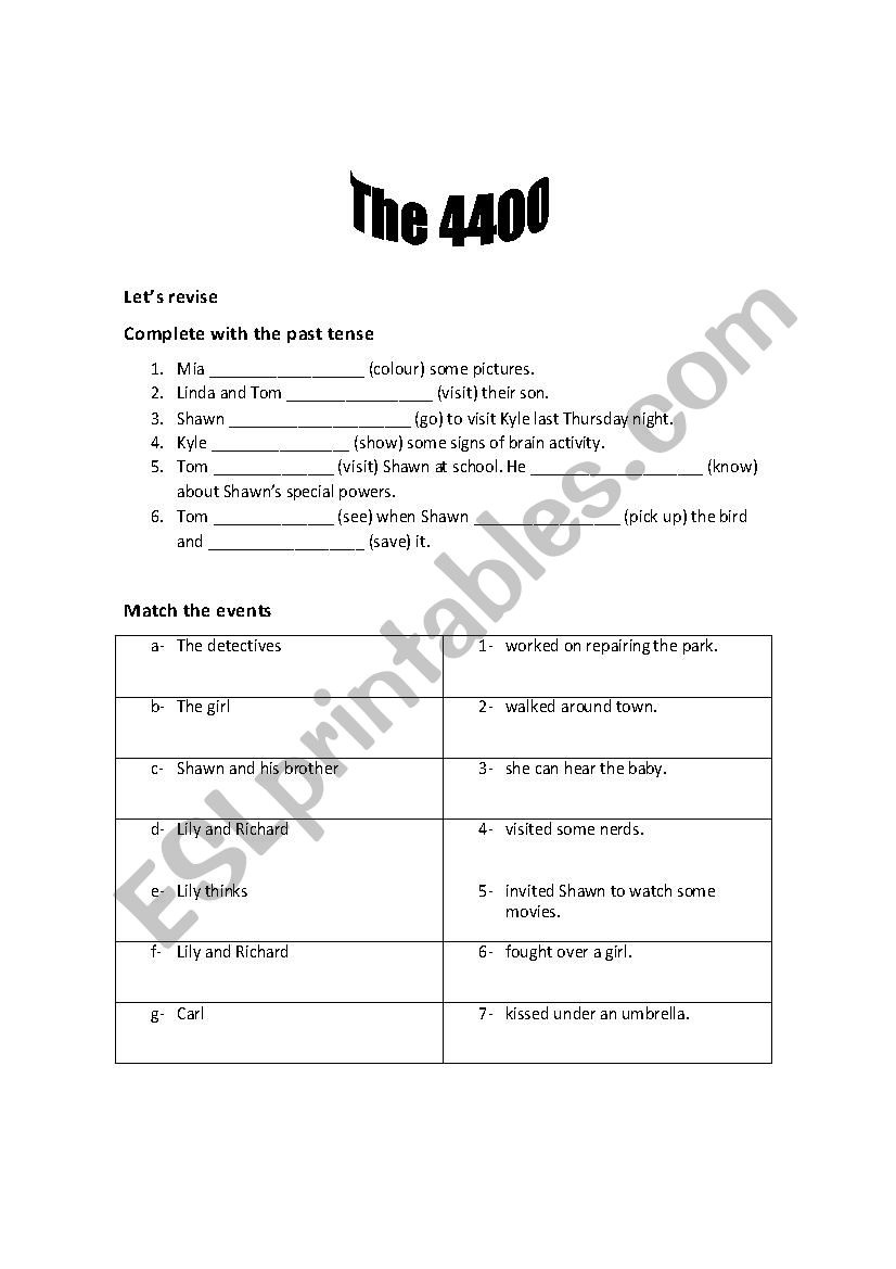 The 4400 episode 2 worksheet