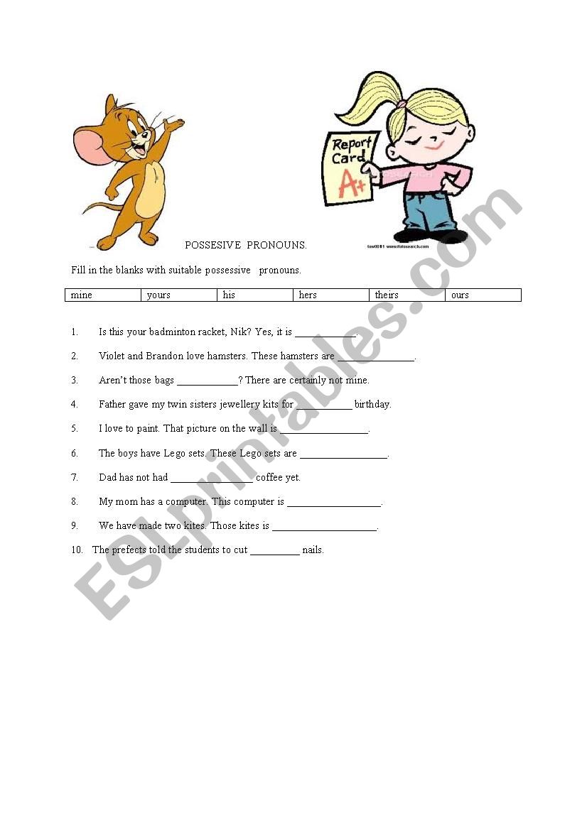 pronoun worksheet