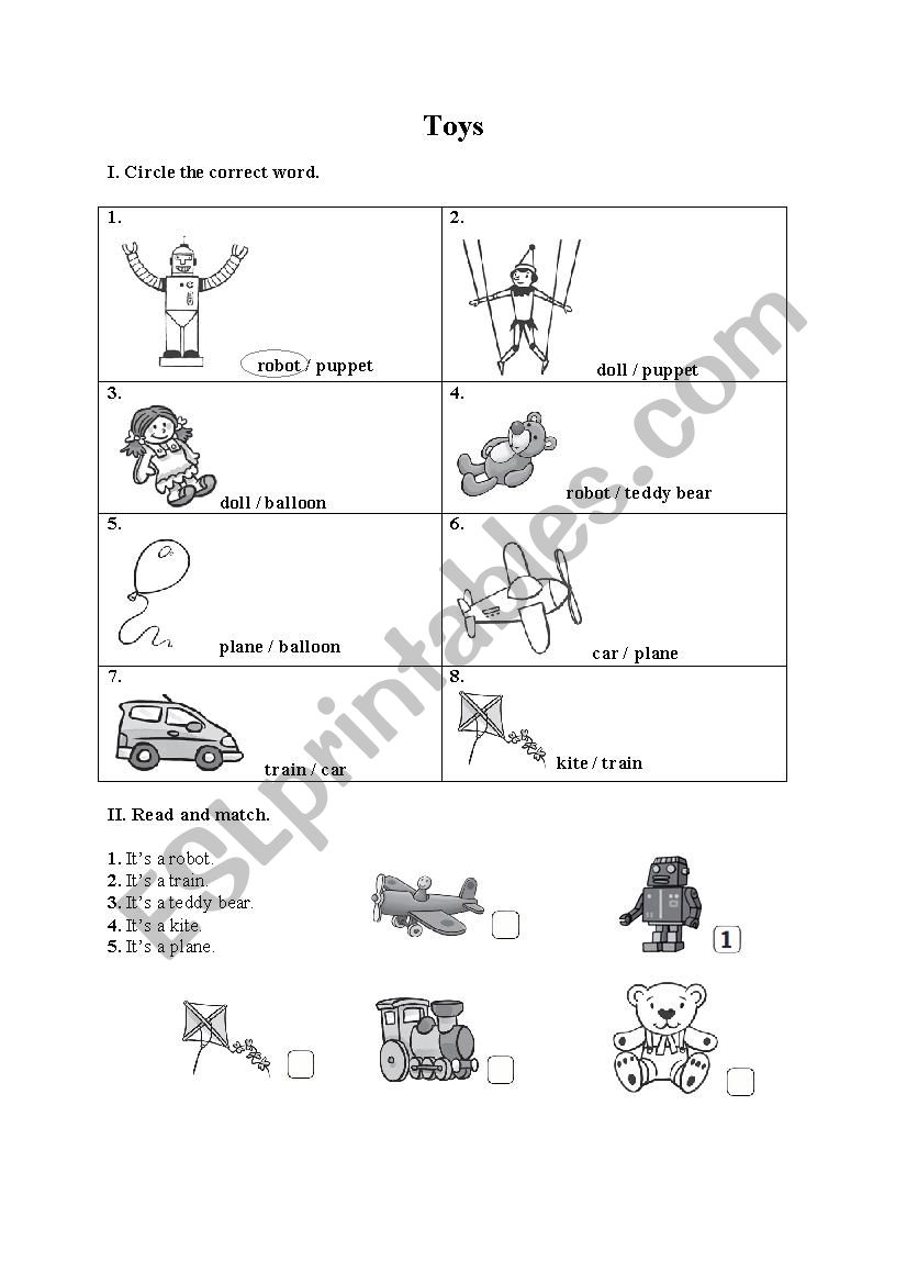 Toys worksheet