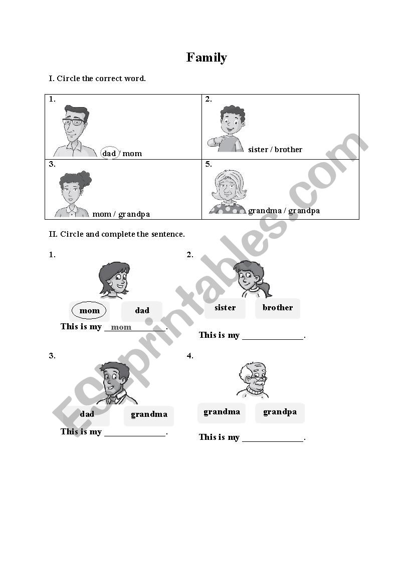 Family worksheet