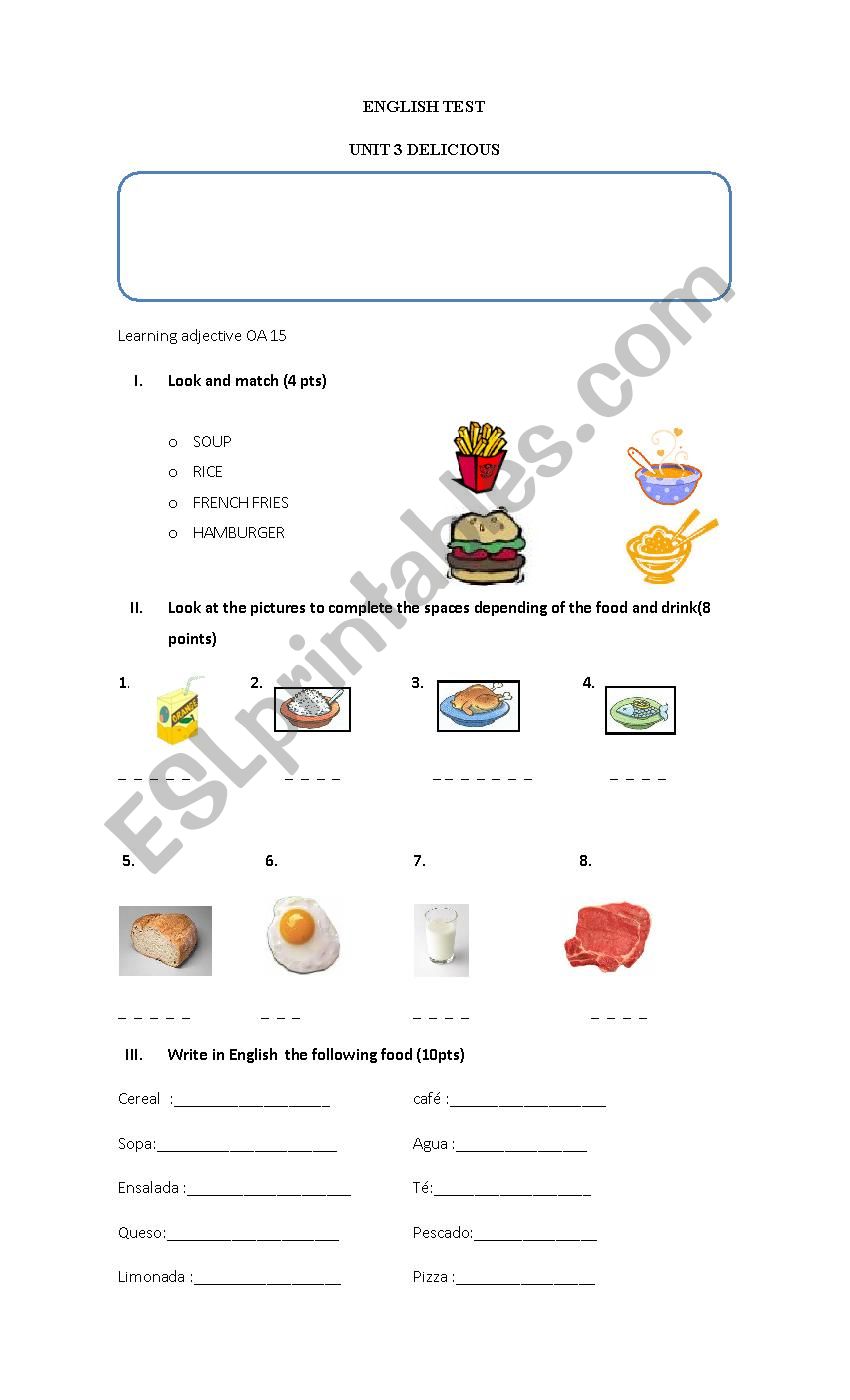 food fruit and vegetables  worksheet