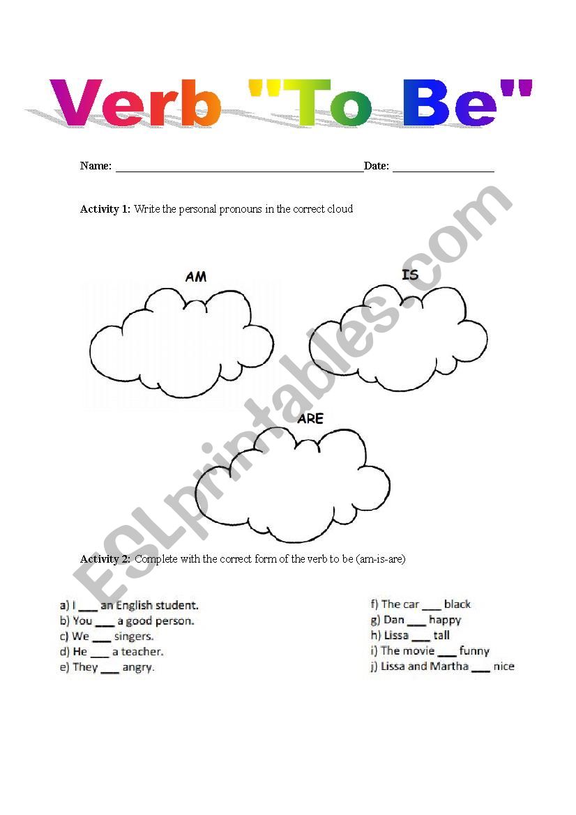 Verb To Be worksheet