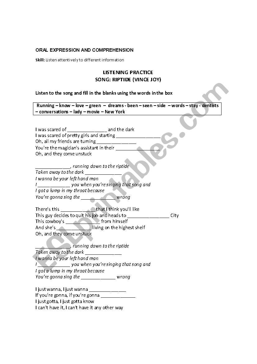 Listening Practice worksheet