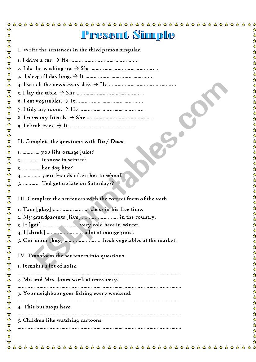 Present Simple worksheet