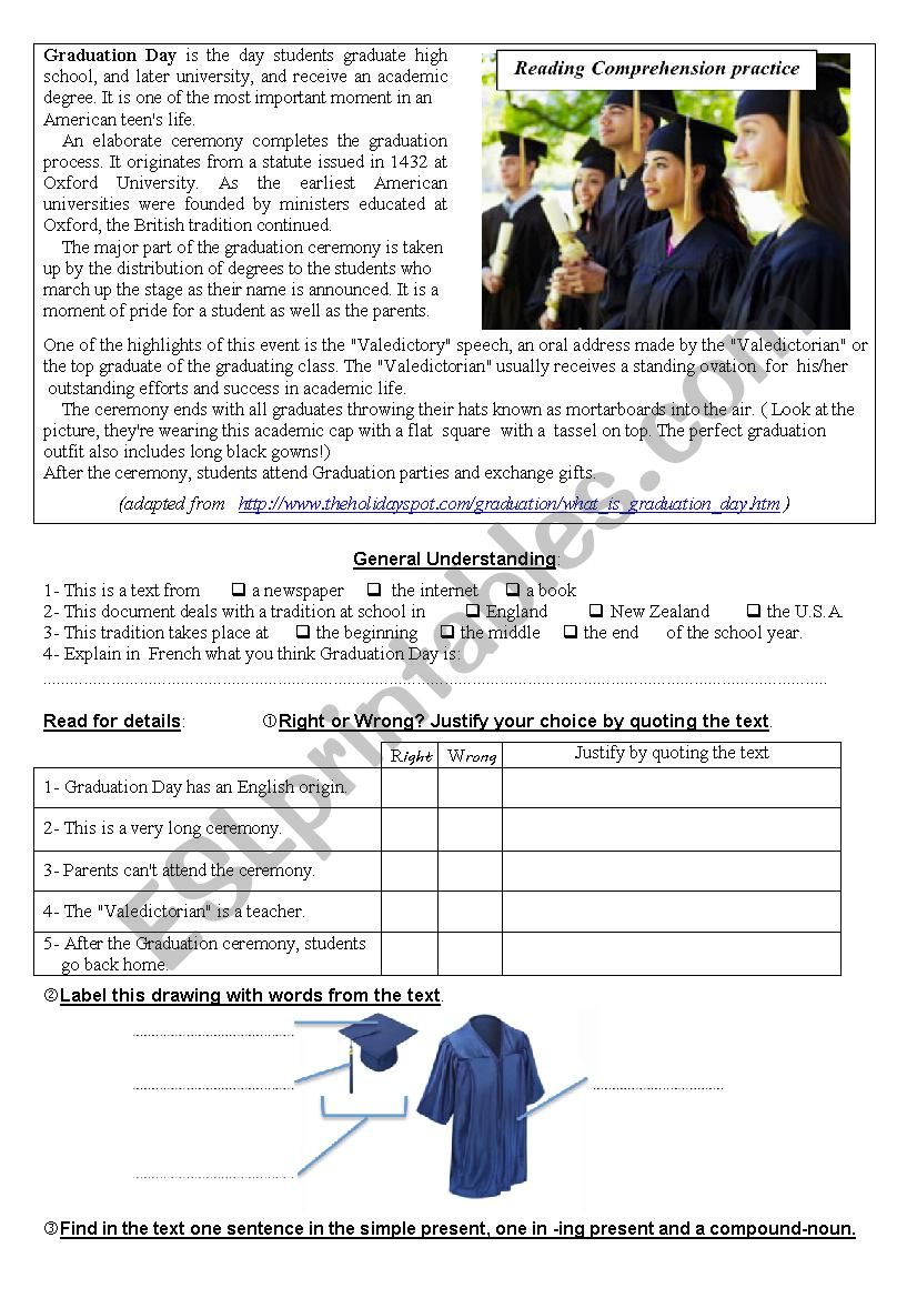 Graduation Day worksheet