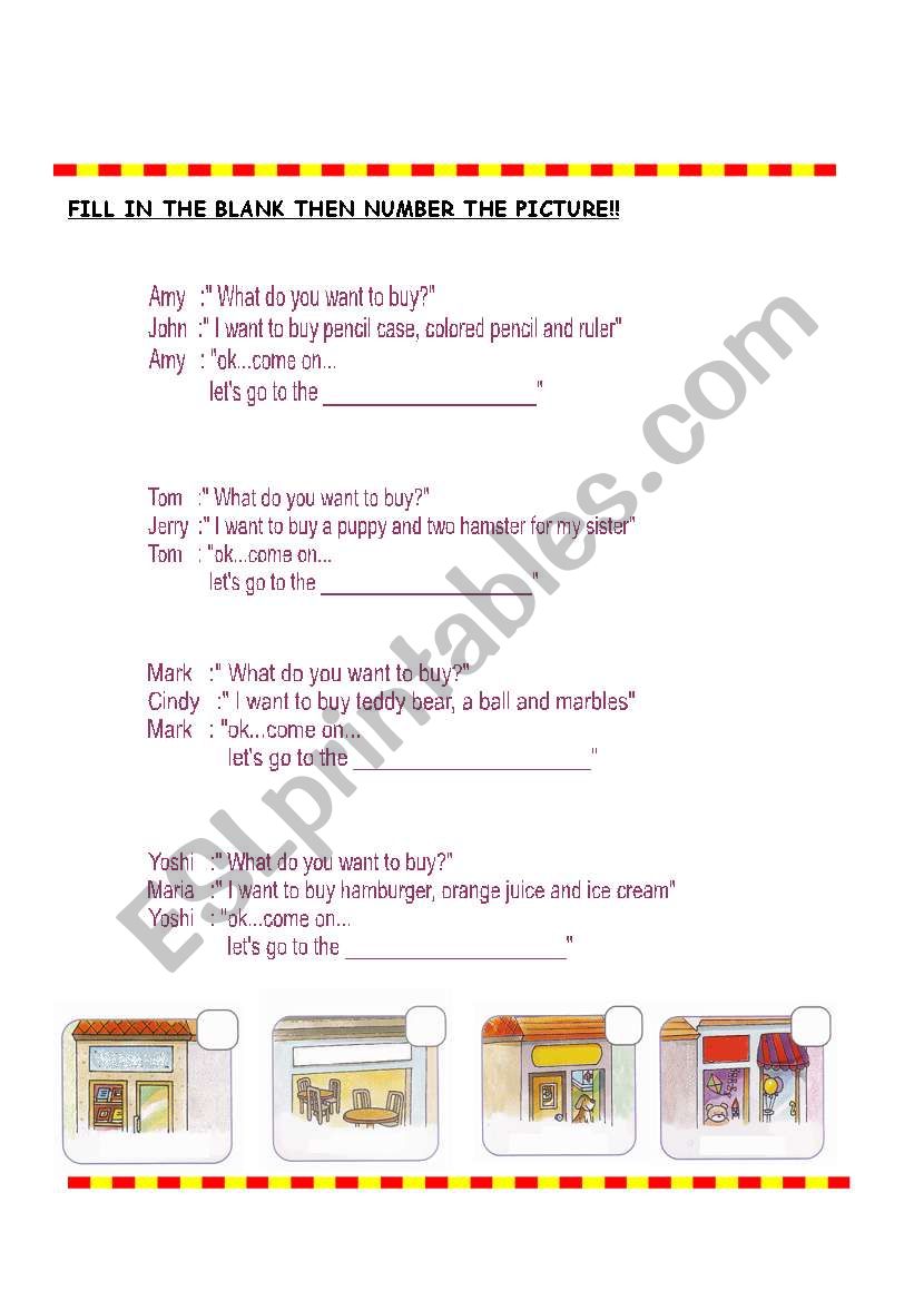where do you want to go? worksheet