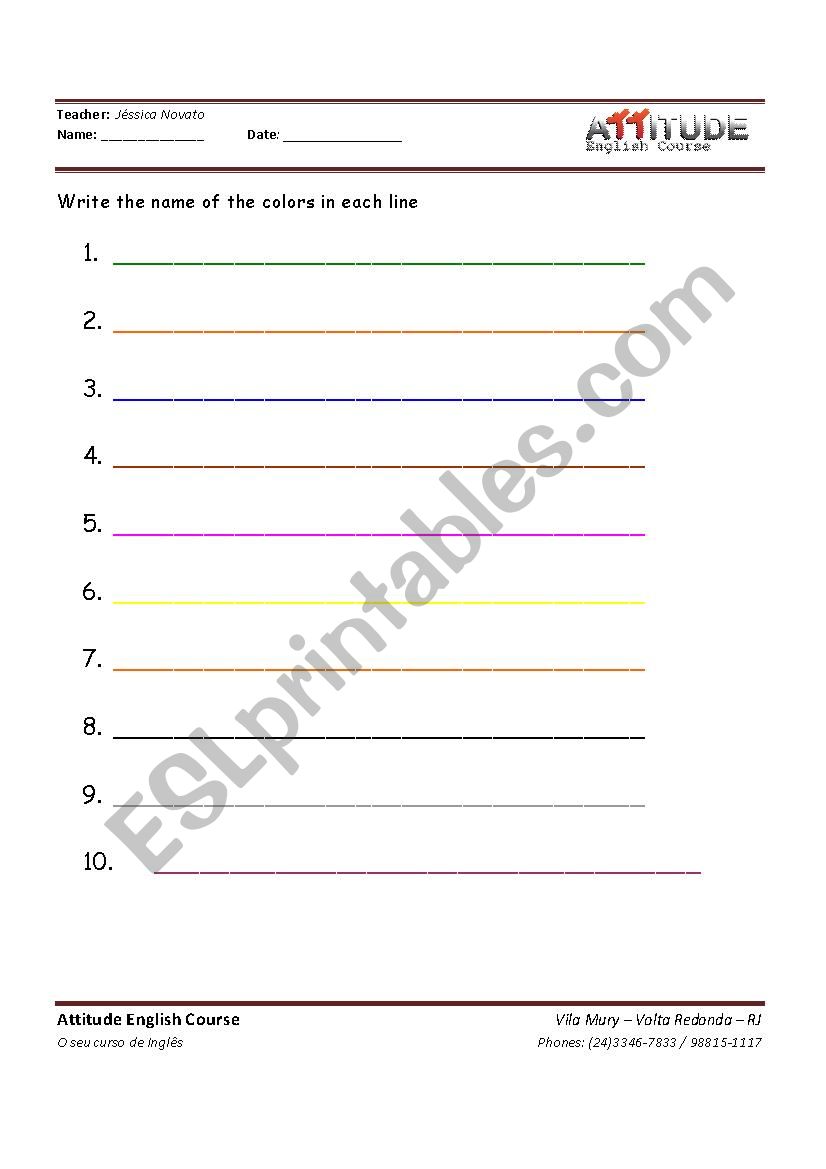 Colors worksheet