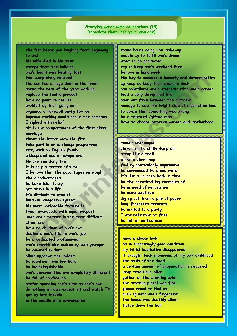 Studying words with collocations (18)