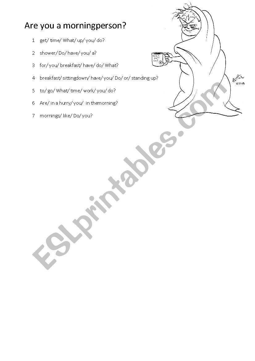 Are you a morning person? worksheet