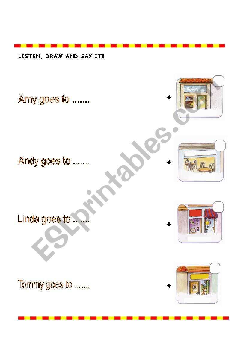 amy goes to.... worksheet