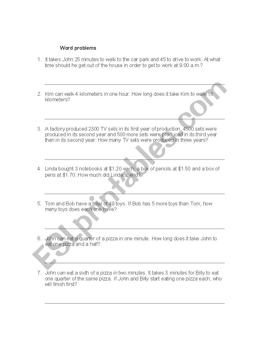 maths word problems ks2 worksheet