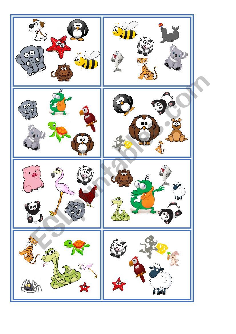 dobble animals worksheet