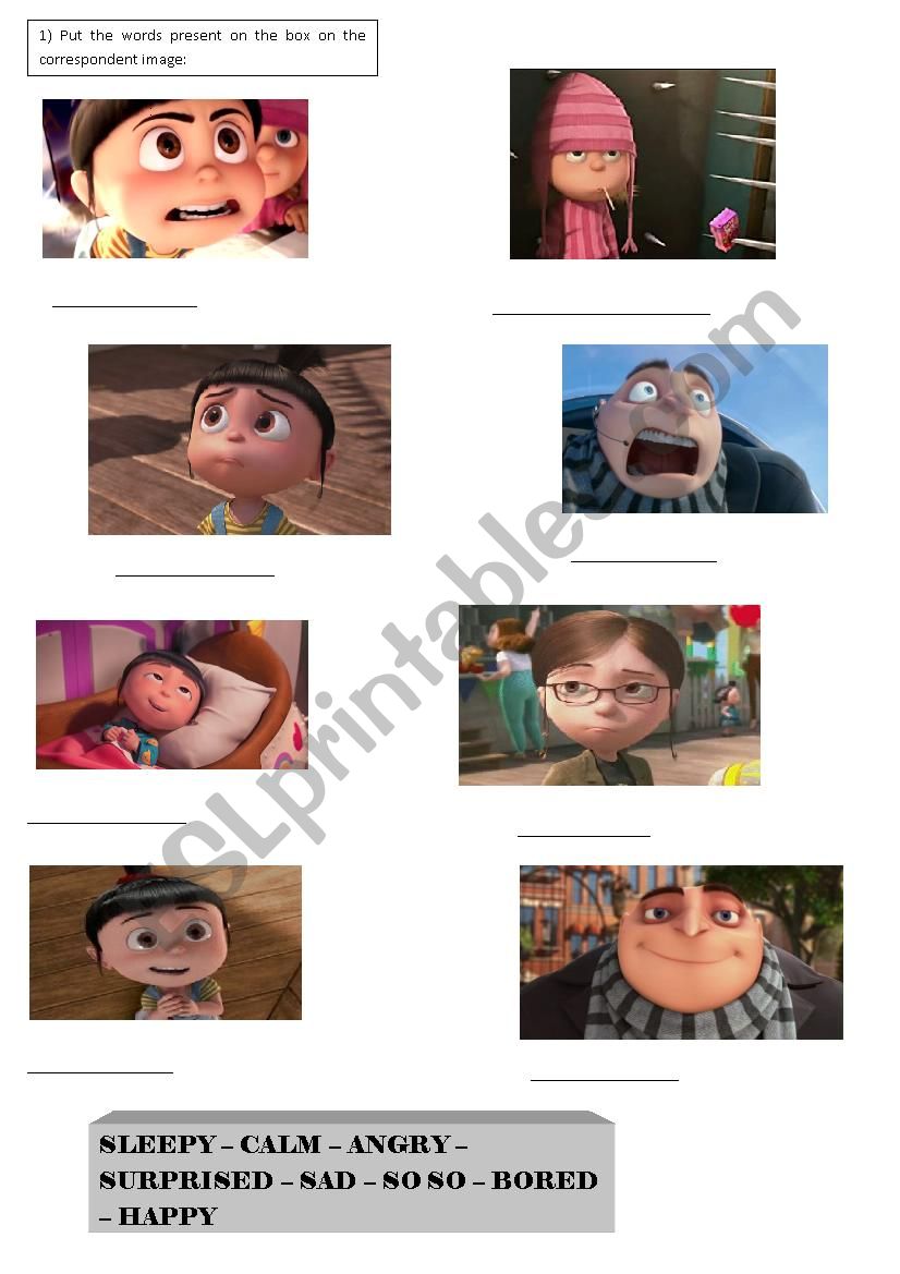 Despicable me - feelings activity 