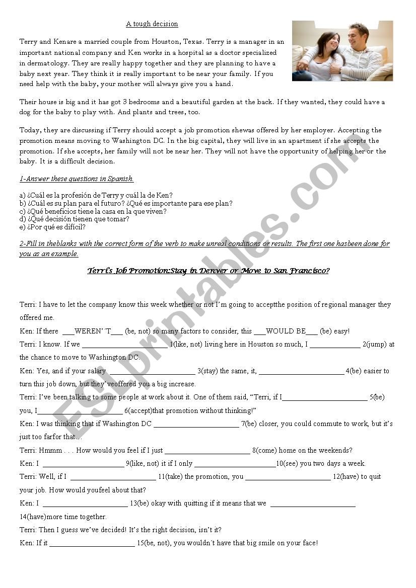 Conditional sentences 1 and 2 worksheet