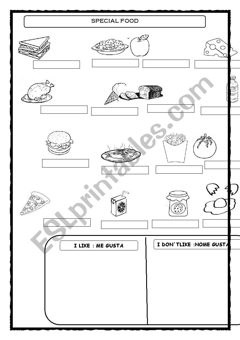 special food worksheet