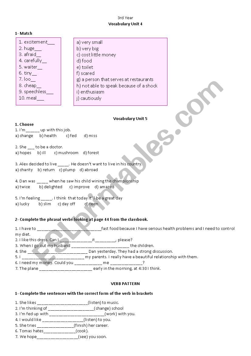 Comparatives, superlatives, future, verb pattern, etc