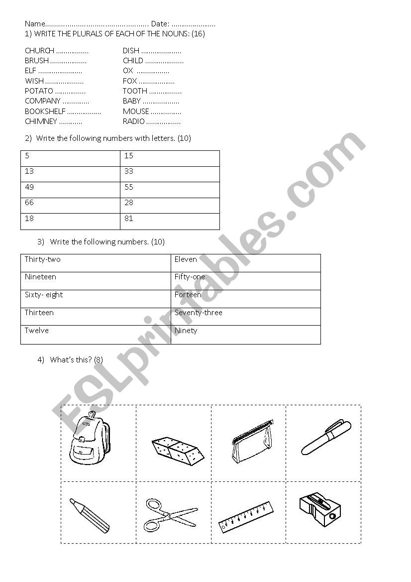 english evaluation  worksheet