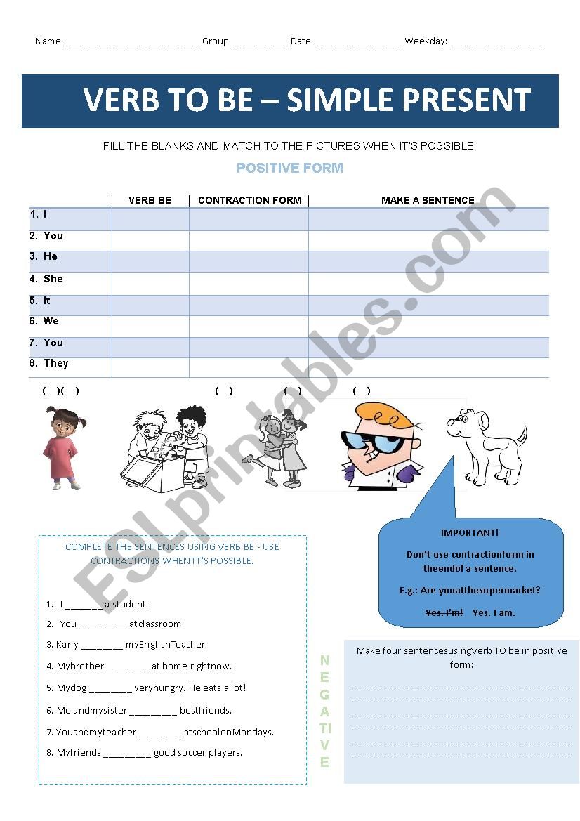 To Be Simple Present worksheet