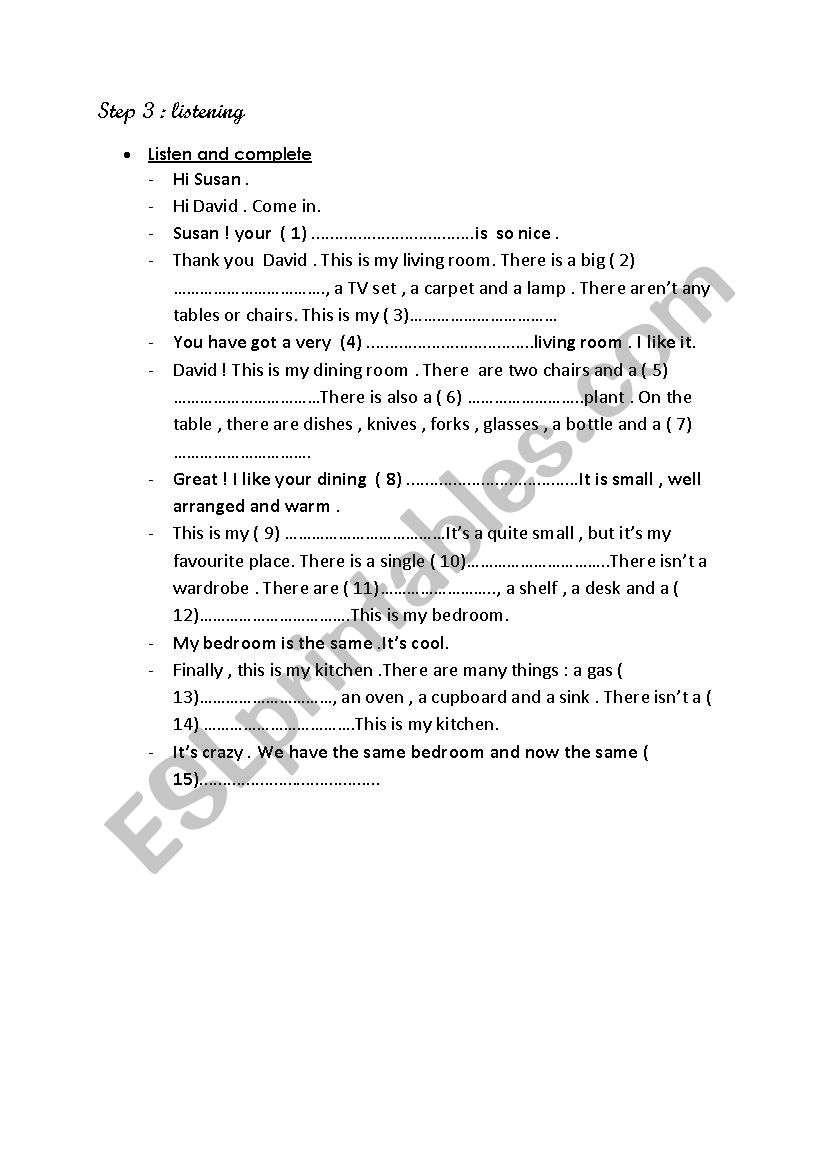 alys house worksheet