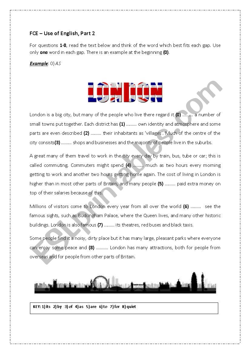 LONDON - FCE, Use of English, Part 2