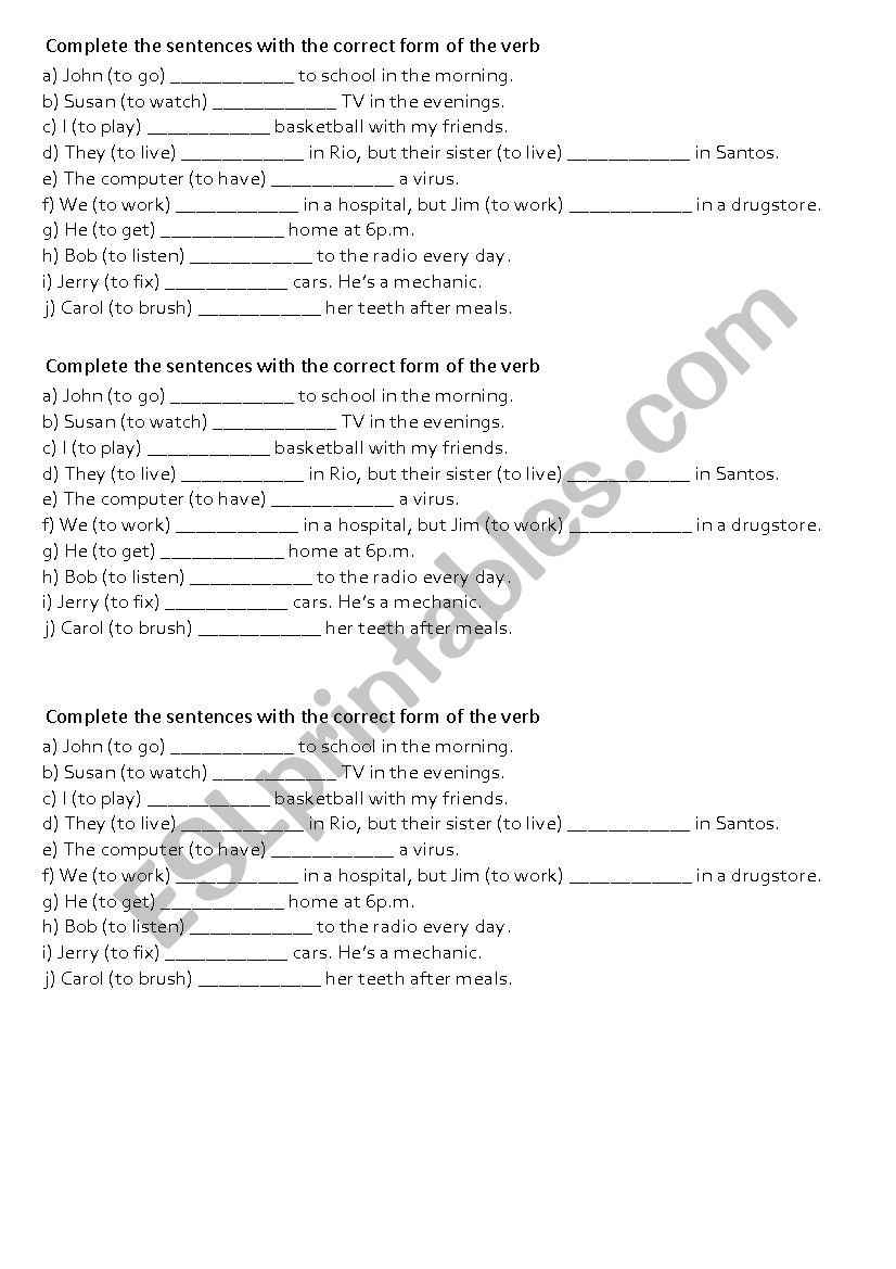 Simple Present worksheet