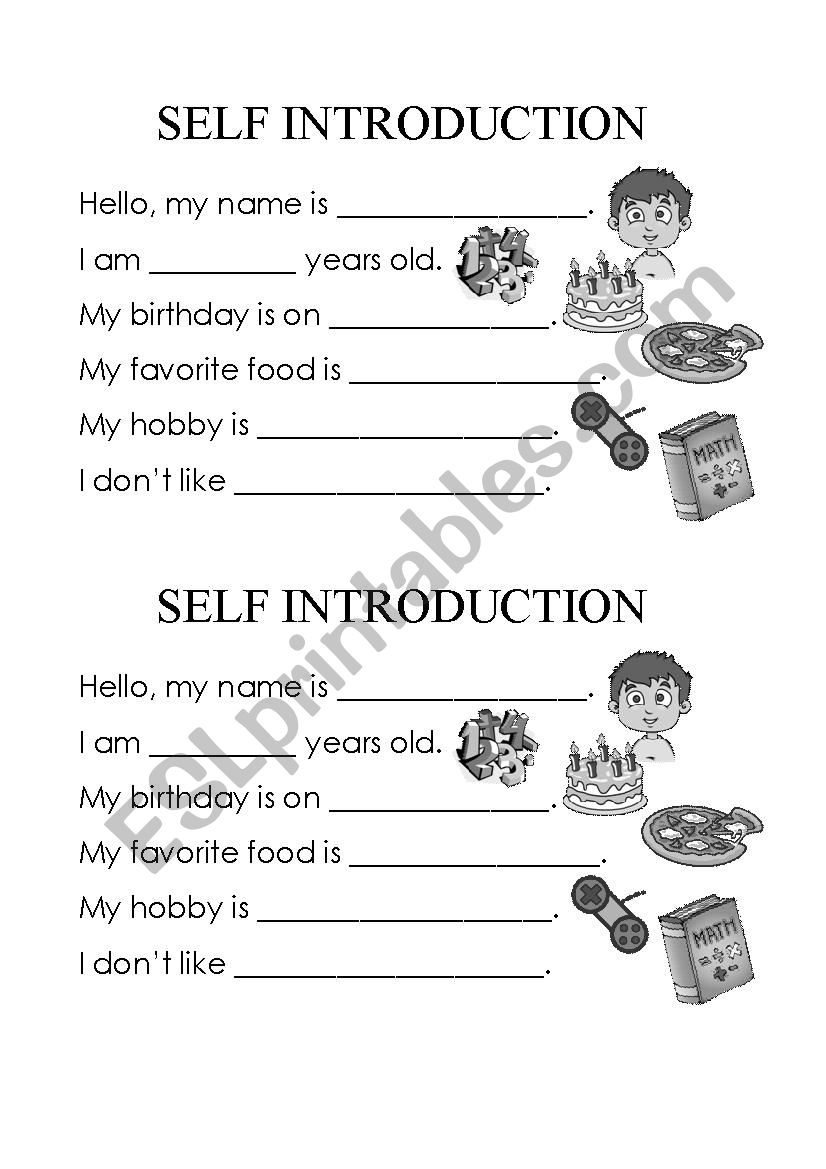 Self Introduction worksheet