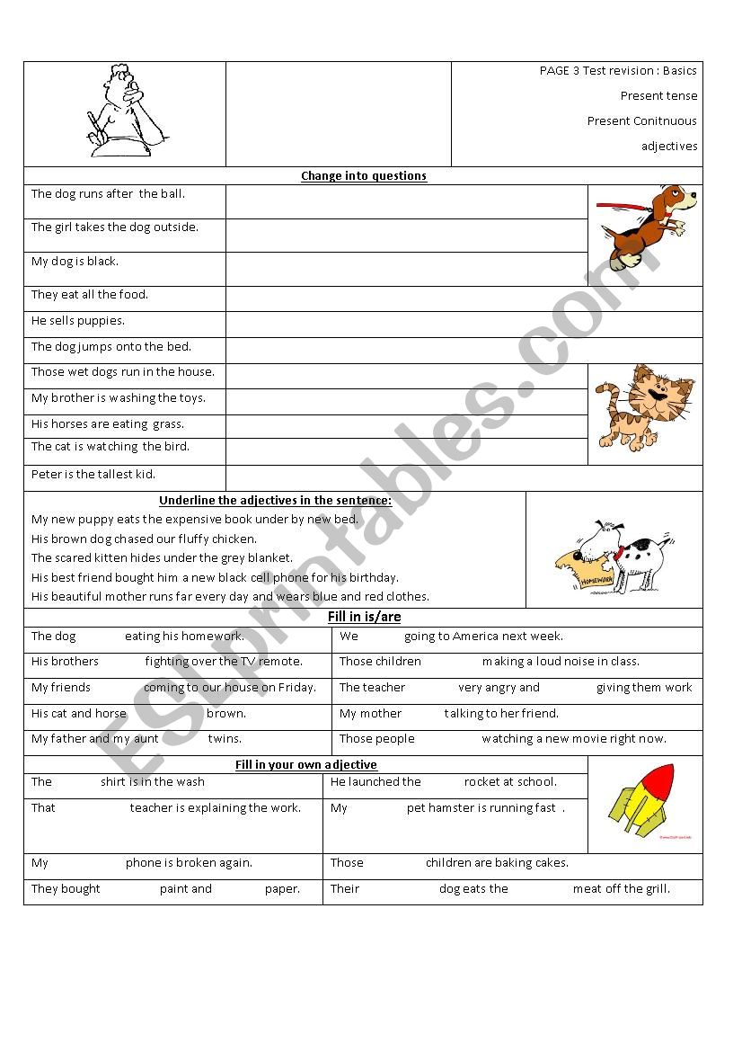 Basic Language revision worksheet