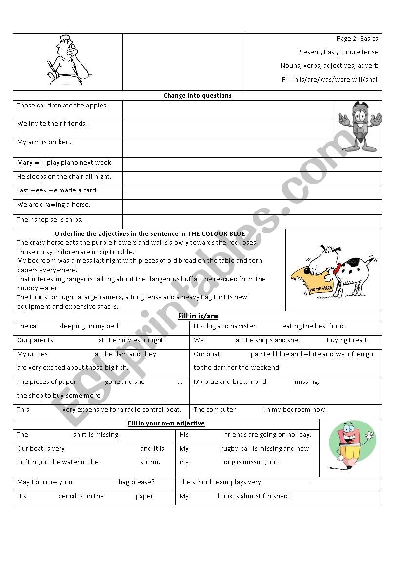 Basic Language revision worksheet