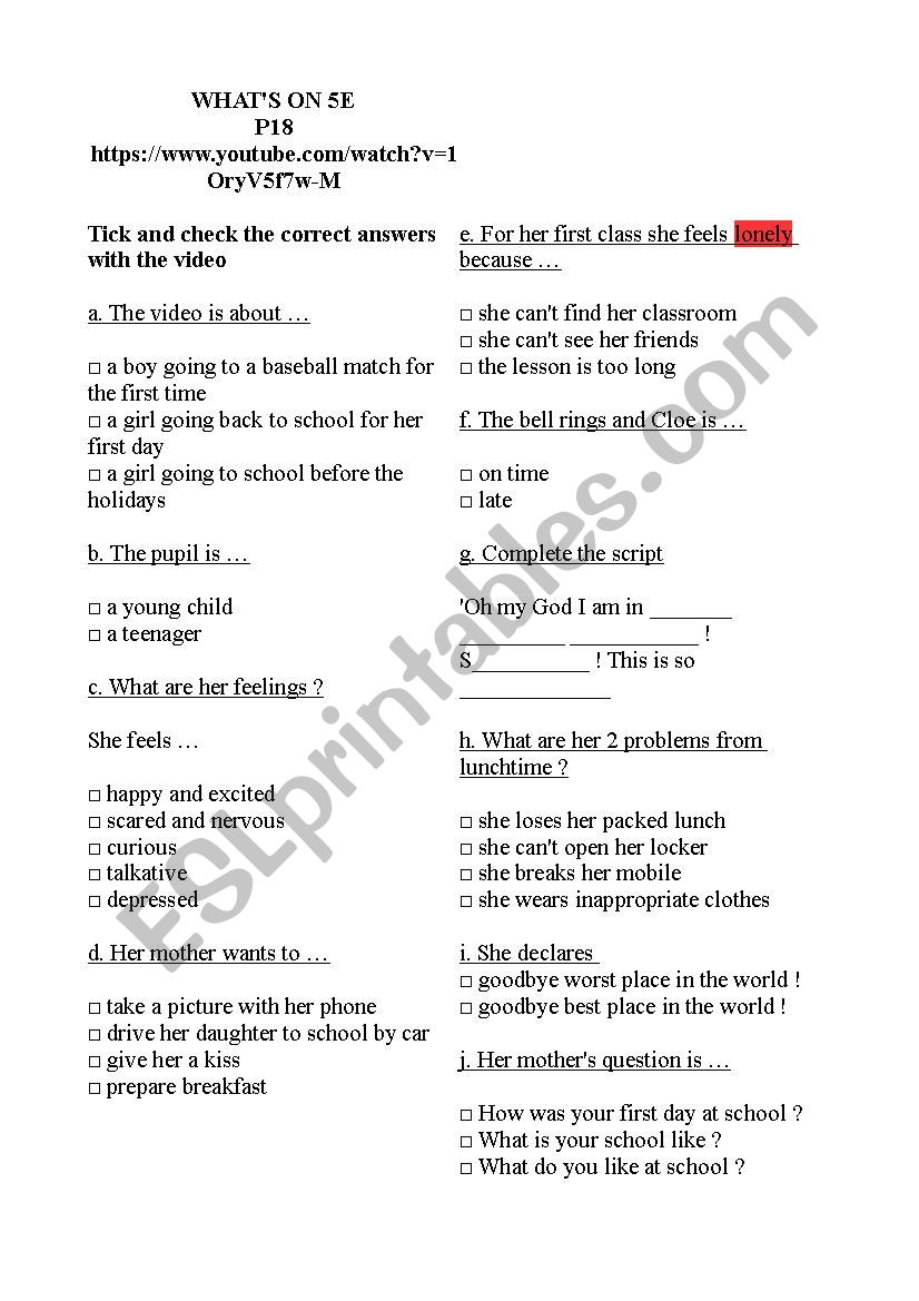 first day at school worksheet