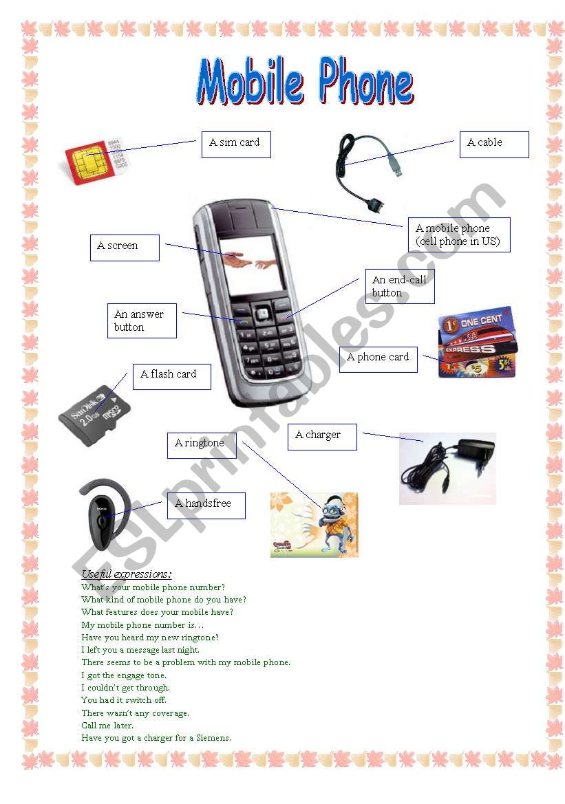 Mobile phone worksheet