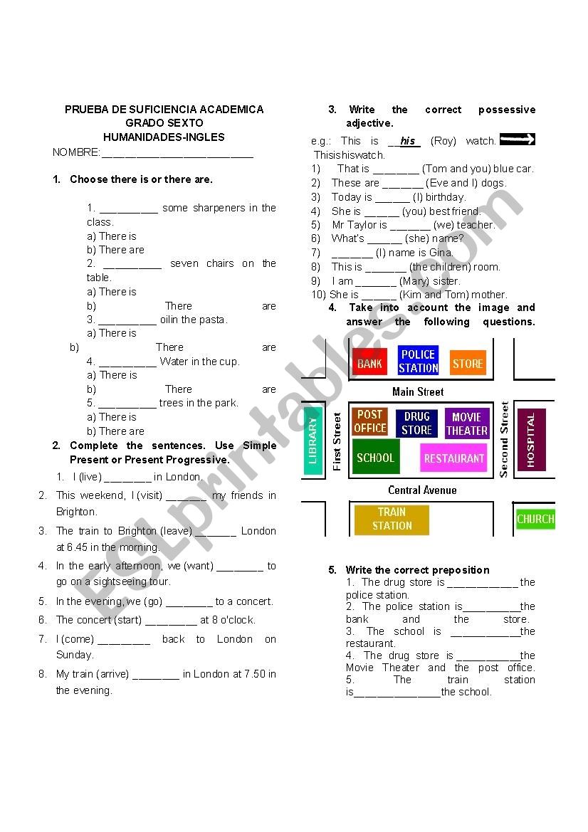 TEST SIXTH GRADE worksheet